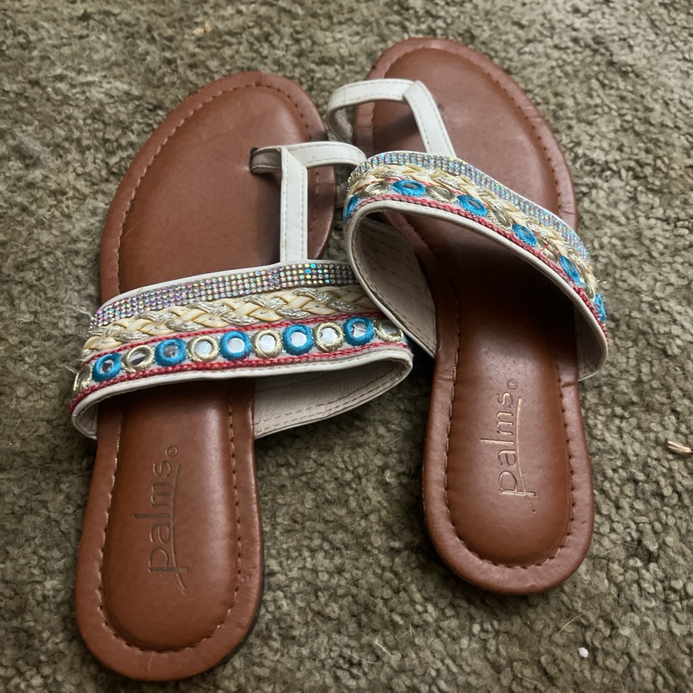 Women's Brown and Blue Sandals